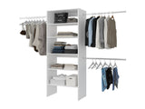 Hollis Modular Closet System with Open Shelves, Dual Hanging Rods and Vertical Storage Design, White B097P474320