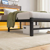 Twin Size Bed Frame Heavy Duty Platform Bed Frame with Headboard, USB Charging Station, LED Bed, No W840P209879