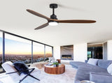60 Inch Ceiling Fan With Lights 3 Solid Wood Fan Blade Noiseless Reversible Motor Remote Control W882P212625