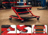 2-in-1 Folding Mechanic Creeper Stool, 6 Universal Casters Padded Seat for Garage Workshop 51609187
