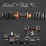 ZNTS 55LB 5 in 1 Single Adjustable Dumbbell Free Dumbbell Weight Adjust with Anti-Slip Metal Handle, 05224593