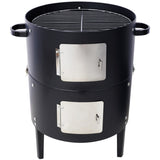 17 Inch Steel Charcoal Smoker, Heavy Duty Round BBQ Grill for Outdoor Cooking, Black W465P216801