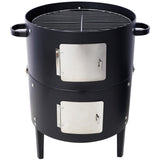 ZNTS 17 Inch Steel Charcoal Smoker, Heavy Duty Round BBQ Grill for Outdoor Cooking, Black W465P216801