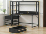 55 Inch Rustic Computer Desk with Drawers and Storage Shelves Home Office 38719938
