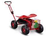 Rolling Garden Work Seat with Wheels, Garden Scooter with 360 Degree Swivel Seat Extendable Handle 72863144