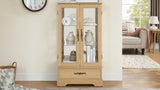 Glass Cabinet Lighted Glass Cabinet Curio Display Cabinet with Adjustable Glass Shelves 2 Doors and W2275P178890