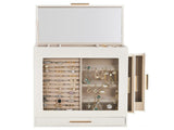 Elegant 4-Drawer Jewelry Box with Clear Front & Pink Velvet Interior White Storage Cabinet for 74850541