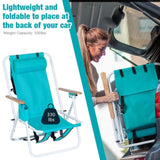 Folding Beach Chair, 4 Position Portable Backpack Foldable Camping Chair with Headrest Cup Holder 12278204
