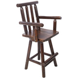 Rustic Bar Stool - Fir Wood Construction, Chair with Footrest,Wide Armrest, Rustic Kitchen Stool, W465P221173