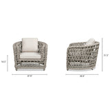 Everly 37.5" Woven Frame Barrel Deep Seating Patio Arm Chair, Oat Beige Axroma Olefin B2719P245982