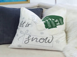 Let It Snow Christmas Throw Pillow 20x20" Square Cotton Cushion with Green Knit Hat Design and B357P609251