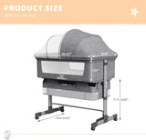 Baby Bassinet Bedside Sleeper 3 in 1 Bedside Crib, Adjustable Portable Bed for Infant/Baby/New born, 04813790