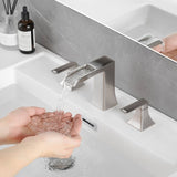 Bathroom Faucets for Sink 3 Hole Brushed Nickel 8 inch Widespread Bathroom Sink Faucet with Pop Up W1932P182001