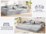 72 inches Soft Striped Corduroy Convertible Sofa Bed, Gray Fold Out Lounge Couch with Cup Holders & W5156P544108