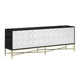 Modern Black and White Color Scheme Press Design 4 Door Cabinet, Living Room TV Stand T3609P347452