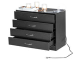 PB Wood Simple 4-Drawer Nightstand Dresser with USB Ports & Outlet Black 58873674