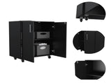 Multistorage Cabinet 35" H, two doors, two interior shelves, four wheels, Black B097133012