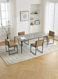 Modern Dining Chairs set of 2, Upholstered Linen cushions and backrest with minimalist craft iron W1249P257010