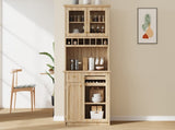 Farmhouse 35.4x17.7x74.8inch Freestanding Buffet with Hutch, Tall N717P327043N