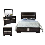 Traditional Style 2 Drawer Nightstand made with Wood in Black Color 808857578259