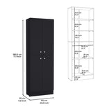 Kitchen Pantry 71" H, 4 Doors, 5 Adjustable Shelves, Laundry, Black B097P221376
