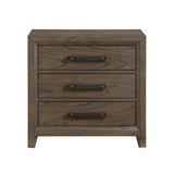 ZNTS Dark Walnut Finish Nightstand of 3 Drawers Classic Design Bedroom Furniture 1pc B011140393