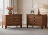 Farmhouse 3 Drawer Nightstand with Charging Station, Wood Dresser Chest of Drawers with USB & Type-C W3720P568498