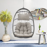 ZNTS Outdoor Wicker Rattan Swing Chair Hammock chair Hanging Chair with Aluminum Frame and Grey Cushion W34965380