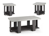 Gray 3-Piece Cocktail Set Table Top Coffee Table and Two Matching End Tables Living Room B011P244318