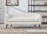 50.2'' Wide Upholstered Chenille Mini Loveseat Accent Couch, Modern Glam Small Settee with Metal W3118P397104