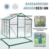 ZNTS Polycarbonate Greenhouse,6'x 8' Heavy Duty Walk-in Plant Garden Greenhouse for Backyard/Outdoor 32970978