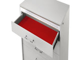 Glam Modern 5-Drawer Chest with Crystal Accents, LED Lighting and White Lacquer Finish G150108641