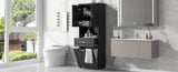 Tall Bathroom Cabinet with Laundry Basket, Large Space Tilt-Out Laundry Hamper and Upper WF323481AAB