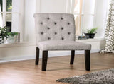 Classic Antique Black / Light Gray Set of 2 Sides Button Tufted Linen Like Fabric Solid wood B011104802