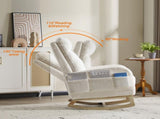 Modern Accent Rocking Chair Rocking Chair with Solid Wood Legs, Upholstered Nursery Glider Rocker, 74675264