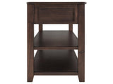 Retro Design Console Table with Two Open Shelves, Pine Solid Wood Frame and Legs for Living Room 20760621