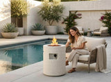 26" Propane Fire Pit, Outdoor Gas Patio Fire Pit 40,000 BTU, Cylindrical Concrete Fire Pit with W5727P465776
