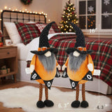 2PCS Set Spooky Christmas Gnome Decor Standing Orange Fabric Figures with Black Gnome & Banner, 63182616