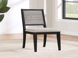 Set of 2 Dining Chairs with Upholstered Seat, Grey and Black B016P227318