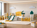 11-in-1 Toddler Slide Swing Set with Playhouse, Indoor Playground for Kids Ages 14, Yellow 25189477