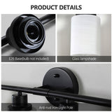 Modern 8-Light Vanity Bathroom Mirror Light, Frosted White Glass with Black Iron Frame, Contemporary W1340P206696