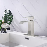 Waterfall Spout Bathroom Faucet,Single Handle Bathroom Vanity Sink Faucet W2287P185569