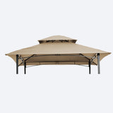 ZNTS 8x5Ft Grill Gazebo Replacement Canopy,Double Tiered BBQ Tent Roof Top Cover,Beige [Sale to Temu is 84576678