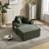 Corduroy Upholstered Chaise Lounge Sofa,Magazine bag,Detachable Cushions Deep Seat for Living W2120P322754