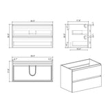 Alice-36W-102,Wall mount cabinet WITHOUT basin,Gray color, With two drawers, Pre-assembled W1865110046