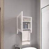 BOTIQ 19.7" H x 17.7" W Mirror Medicine Cabinet with Towel Rack White, One door with Two interior B200P240244