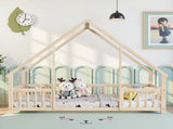 Full Size Floor Bed Triangle Roof Frame and Support Bed Slats, Montessori Kids Playhouse Bed 69568687