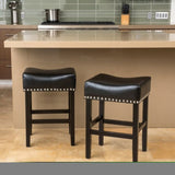 26" Backless Leather Counter Stools, 2-Pcs Set, Black 74493.00