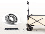 Folding Wagon, Heavy Duty Utility Beach Wagon Cart for Sand with Big Wheels, Adjustable Handle&Drink W321P163961