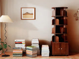 Rotating Bookshelf, 360 Degree Display 5 Tier Corner Bookshelf with Drawer for Small Space, Floor W2641P329220